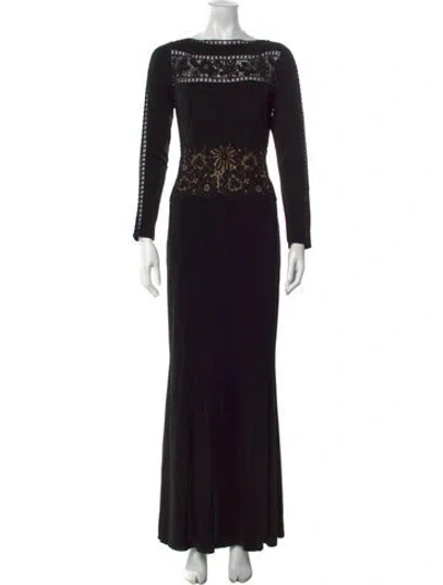 Pre-owned Blumarine Lace Pattern Long Dress In Black