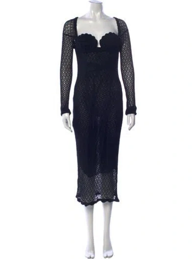 Pre-owned Blumarine Lace Pattern Midi Length Dress In Blue