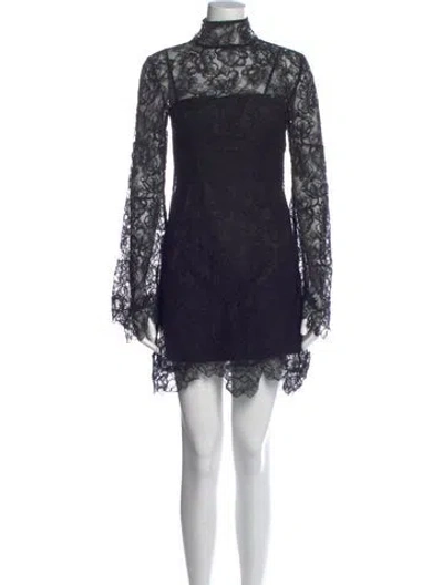 Pre-owned Blumarine Lace Pattern Mini Dress In Black