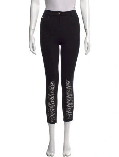 Pre-owned Blumarine Lace Pattern Skinny Leg Pants In Black