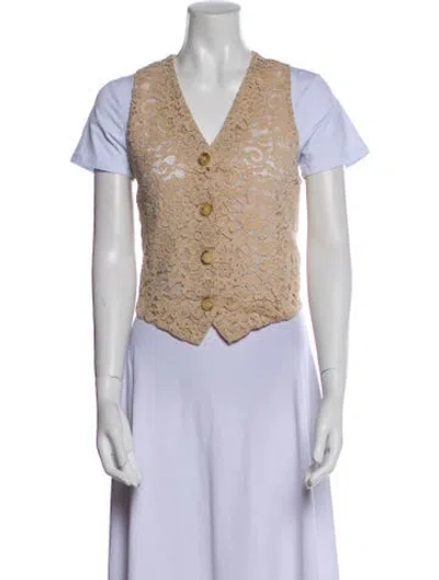Pre-owned Blumarine Lace Pattern Vest In Neutral