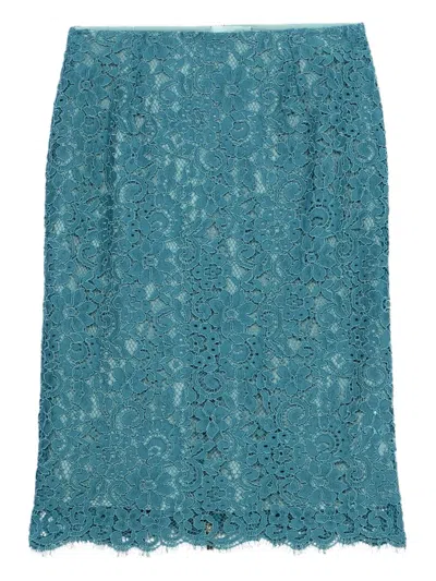 Blumarine Lace Pencil Skirt In Green