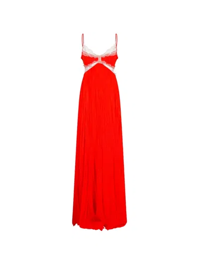 Blumarine Lace Pleated Dress In Red