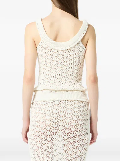 Blumarine Lace-stitch Knitted Top In White