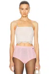 Blumarine Lace Tank Top In White Pearl