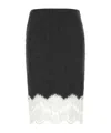 Blumarine Stretch Viscose Blend Skirt With Lace Trim In Black/white