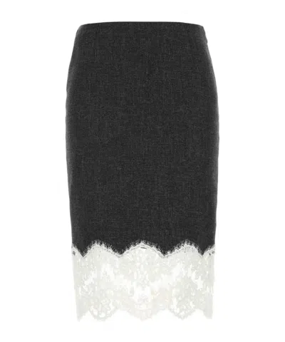 BLUMARINE BLUMARINE LACE TRIM PENCIL SKIRT
