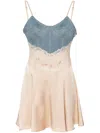 Blumarine Stretch-denim And Satin Mini Dress In Blue