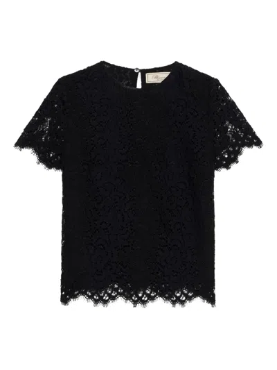 Blumarine Lace-trim Short-sleeve T-shirt In Black