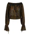 Blumarine Lace-trimmed Zebra-print Chiffon Top In Multi