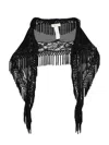 Blumarine Lace-trimmed Fringe Scarf In Black