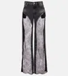 Blumarine Lace-trimmed Low-rise Wide-leg Jeans In Gray