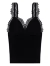 Blumarine Lace-trimmed Ribbed Top In Black