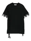 Blumarine Lace-trimmed Short-sleeve Top In Black