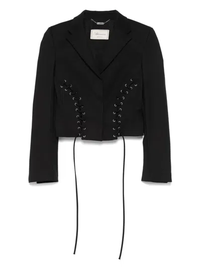 Blumarine Lace-up Detail Jacket In Black