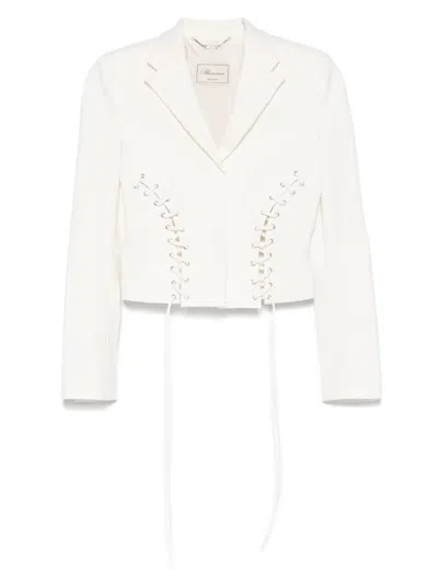 Blumarine Lace-up Detail Jacket In Neutrals