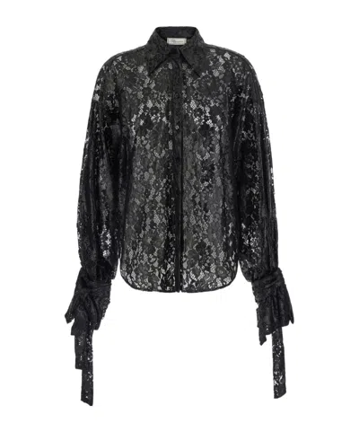 Blumarine Laced Buttoned Shirt In Black