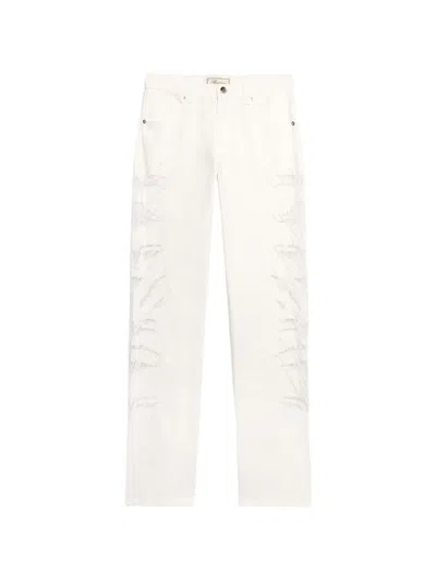 Blumarine Lace-insert Boyfriend Jeans In White