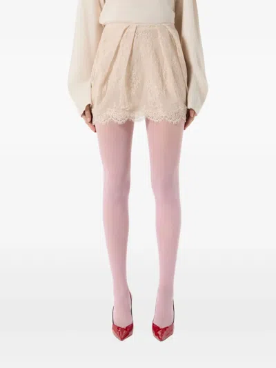 Blumarine Lace-overlay Darted Mini Skirt In Neutral