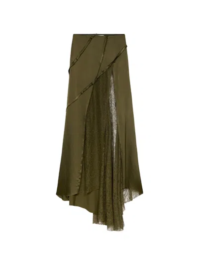 Blumarine Lace-overlay Skirt In Green