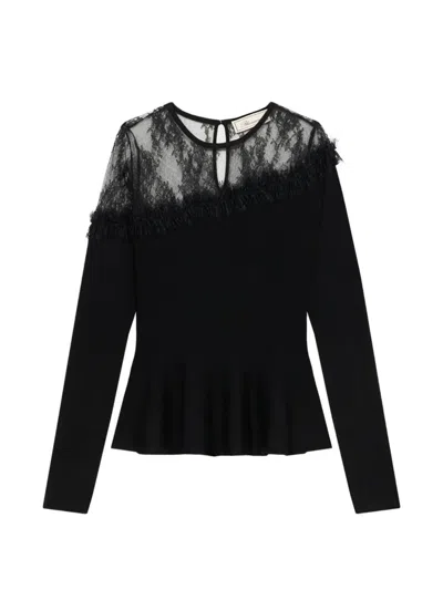 Blumarine Pullover Mit Schösschen In Black