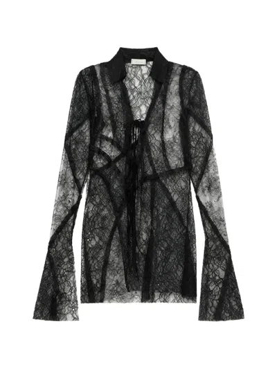 Blumarine Lace-patch Shirt In Black