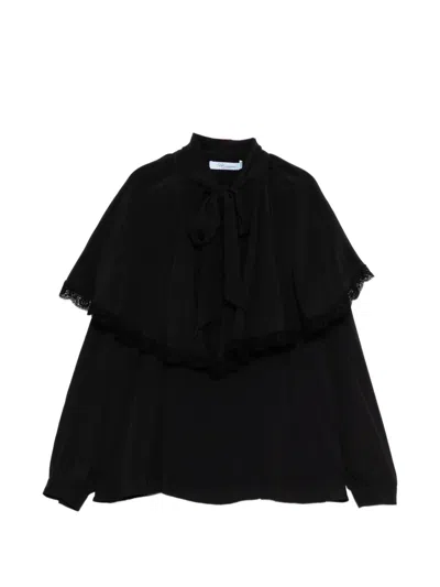 Blumarine Lace-trim Ruffled Blouse In Black
