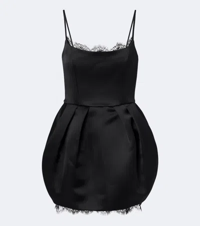 Blumarine Lace-trimmed Duchesse Minidress In Black