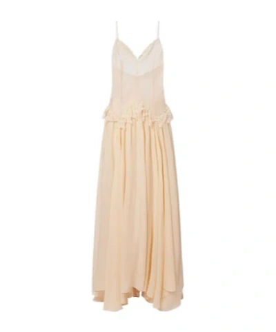 Blumarine Lace-trimmed Georgette Maxi Dress In Orange