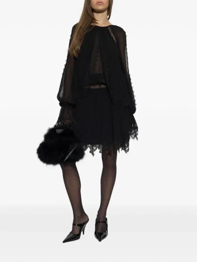 Blumarine Lace-trimmed Layered Mini Dress In Black