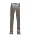 Blumarine Laminated-finish Puddle-hem Stretch Leggings In Gray