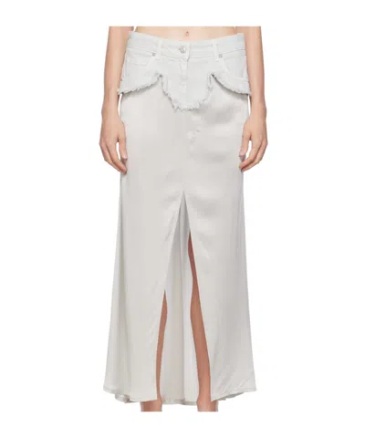 Blumarine Laminated Front Split Skirt In White