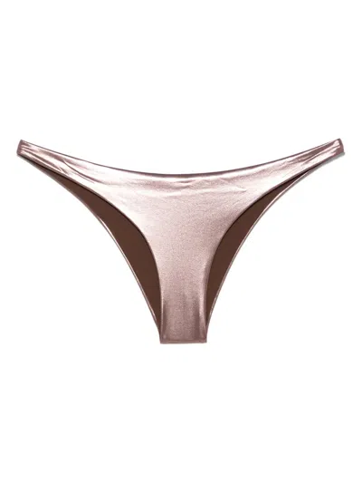 Blumarine Laminated Jersey Bikini Bottom In Pink