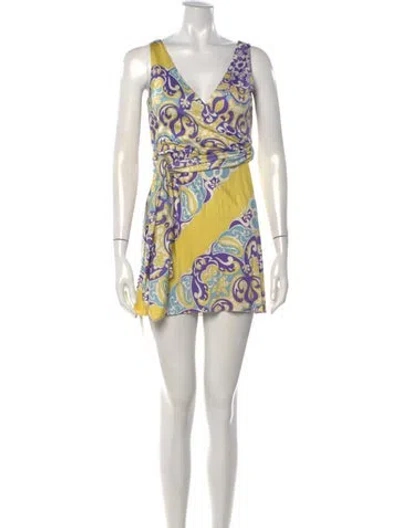 Pre-owned Blumarine Late 2000's - Early 2010's Mini Dress In Yellow