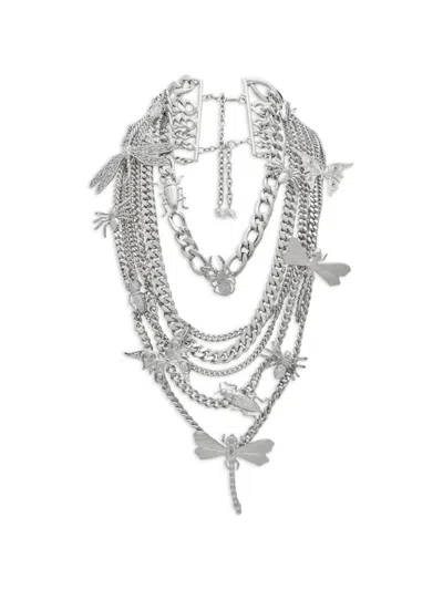 Blumarine Layered Chain Necklace In Gray