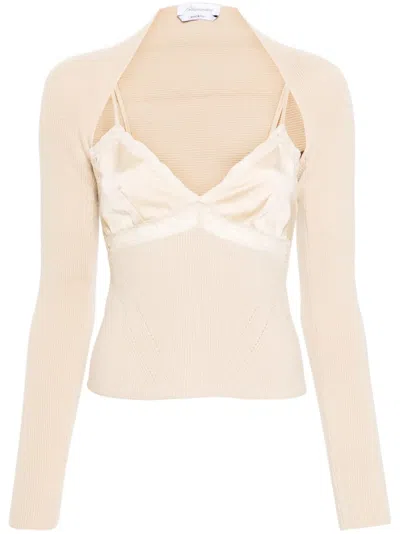 Blumarine Layered Lace-detailed Tank Top In Neutrals