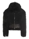 Blumarine Long-sleeved Hooded Cotton Jacket In Black