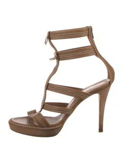 Pre-owned Blumarine Leather Gladiator Sandals In Brown