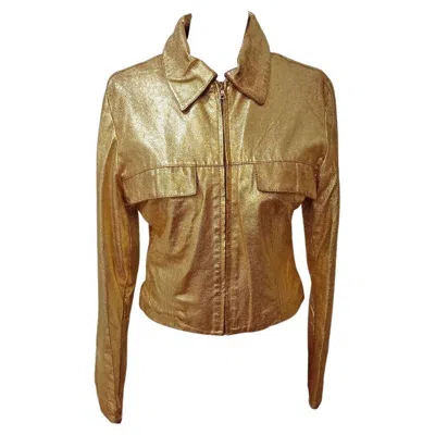 Pre-owned Blumarine Leather Jacket Size 44 In Brown