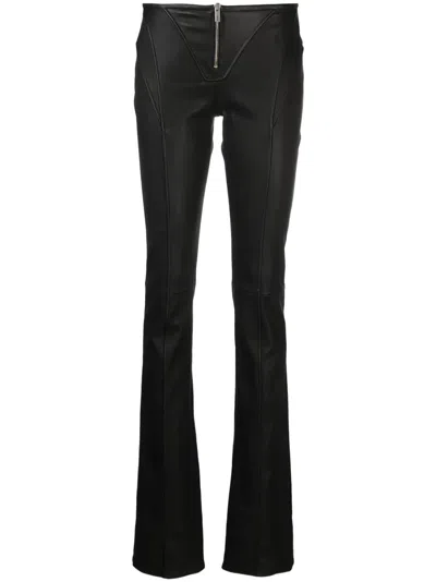 Blumarine Leather Low-waist Flared Trousers