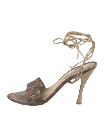 Pre-owned Blumarine Leather Printed Sandals In Gold