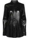Blumarine Leather Shirt In Black