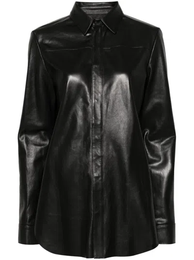 Blumarine Leather Shirt In Black
