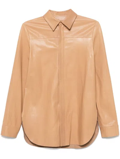Blumarine Leather Shirt In Neutrals