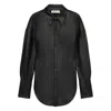 Blumarine Black Shirt With Classic Collar And Waistband In Leather Woman In Black