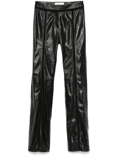 Blumarine Leather Trousers In Black