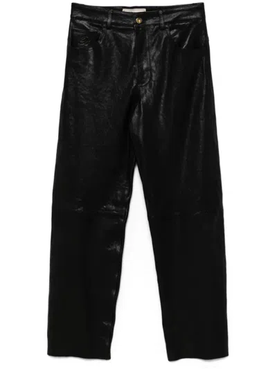 Blumarine Leather Trousers In Black