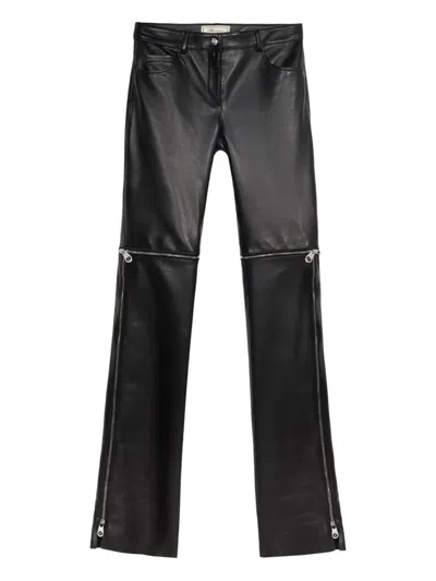 Blumarine Leather Zip-detail Trousers In Black