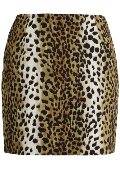 Blumarine Leopard-print Cotton-blend Skirt