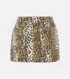 Blumarine Leopard-print Cotton Miniskirt In Brown